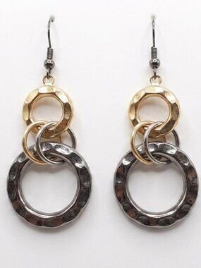 Two-Tone Metallic Ring Drop Earrings